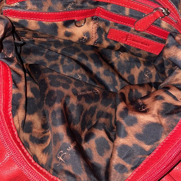 B. Makowsky Red leather Hobo Bag Excellent Condition. - Picture 10 of 11